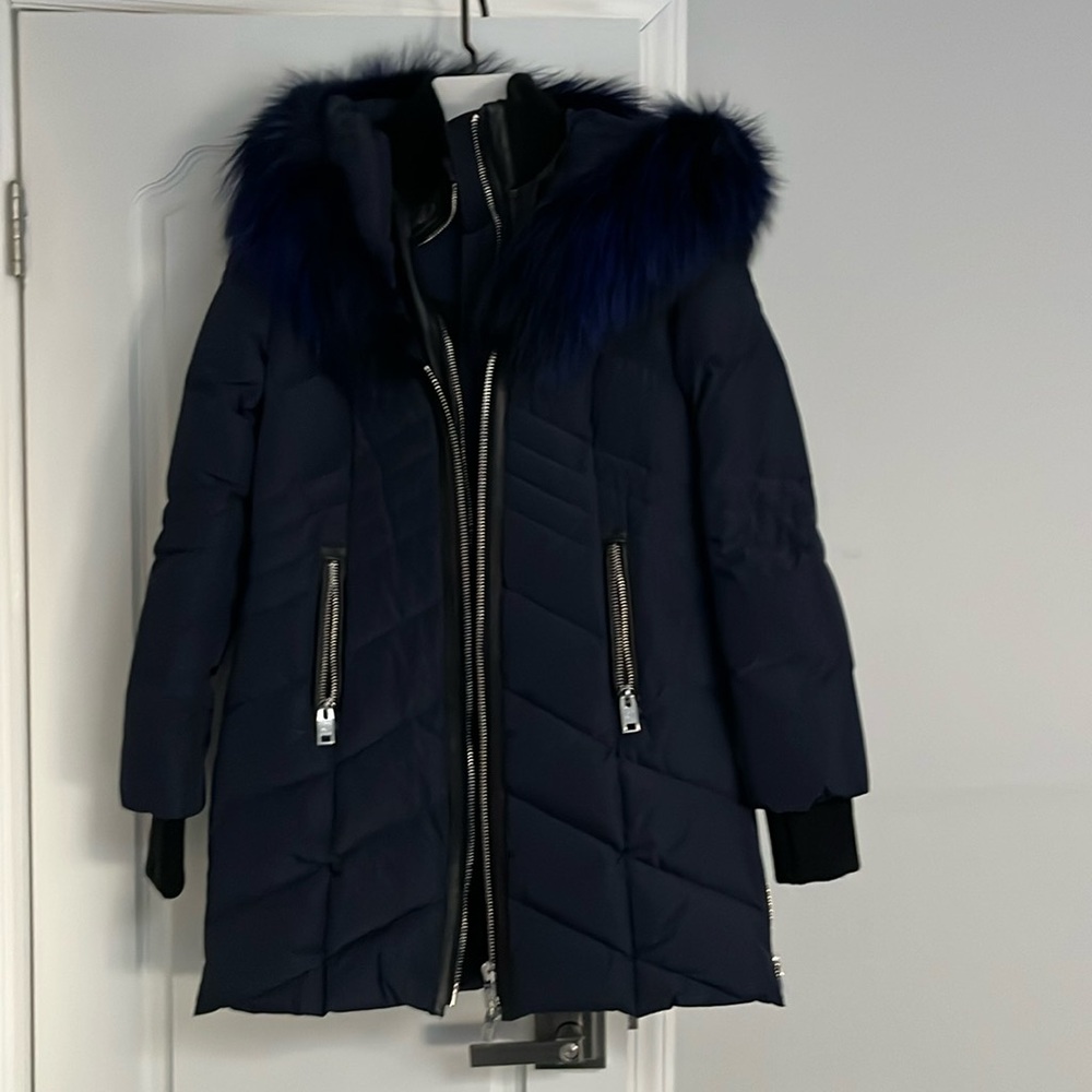 NB Nicole Benisti women’s navy down coat with blue fur